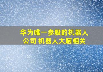 华为唯一参股的机器人公司 机器人大脑相关